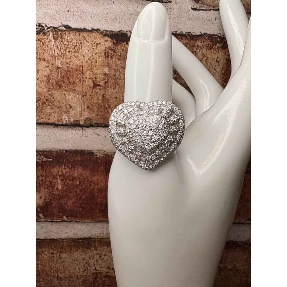 Massive 6 CTW Moissanite Heart Ring 925 Sterling Silver